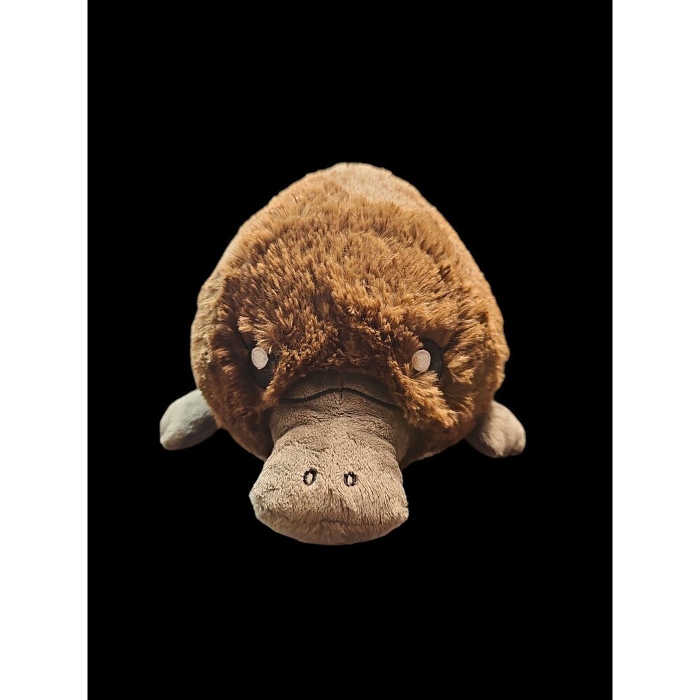 SQUISHABLE BABY PLATYPUS PLUSH BROWN GREY FUZZY STUFFED ANIMAL 15" L EUC Soft